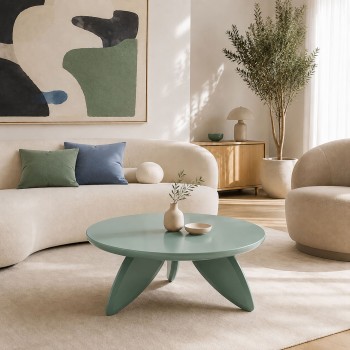 Couchtisch LARA 80 cm mit rundem Hochglanz-Tischplatte