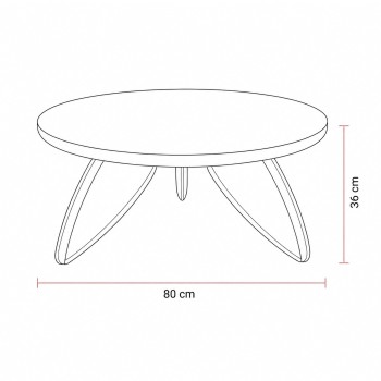 Couchtisch LARA 80 cm mit rundem Hochglanz-Tischplatte
