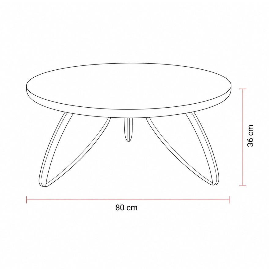 Couchtisch LARA 80 cm mit rundem Hochglanz-Tischplatte