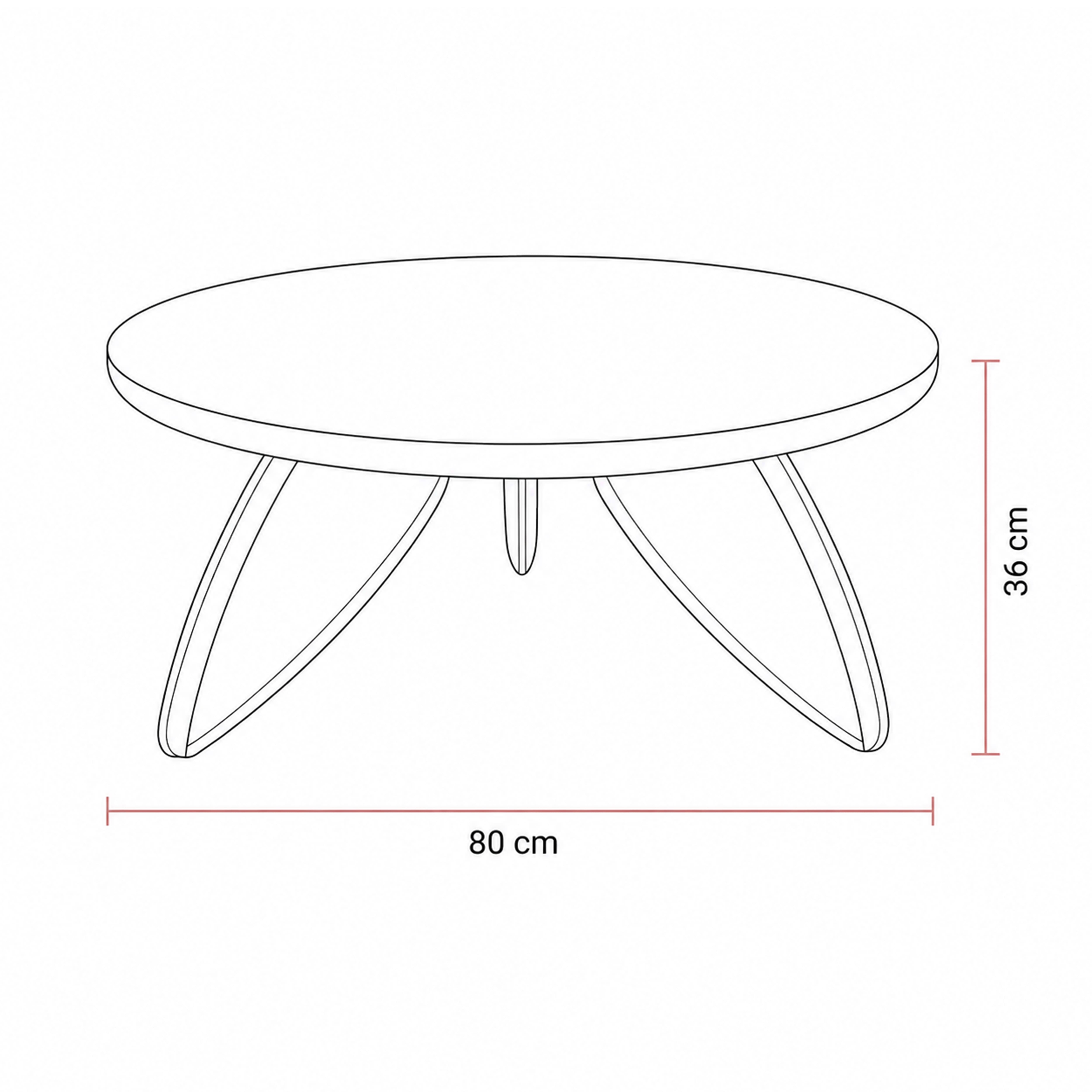 Couchtisch LARA 80 cm mit rundem Hochglanz-Tischplatte