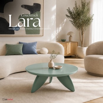 Couchtisch LARA 80 cm mit rundem Hochglanz-Tischplatte