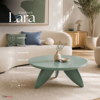 Couchtisch LARA 80 cm mit rundem Hochglanz-Tischplatte