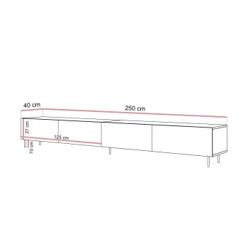 TV-Möbel CARMEN MATT 250 cm mit Beinen