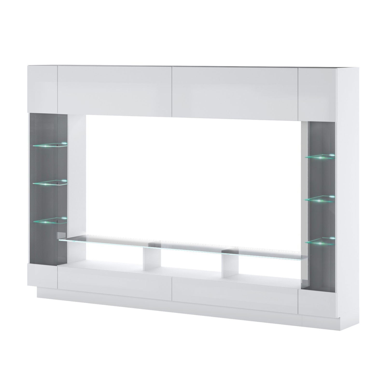 Wohnwand BLAKE in Weiß Hochglanz/Antisol mit LED-Beleuchtung