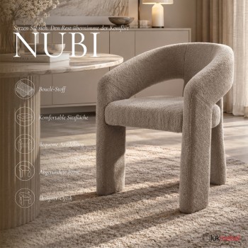 Sessel NUBI aus Bouclé-Stoff mit abgerundeter Rückenlehne
