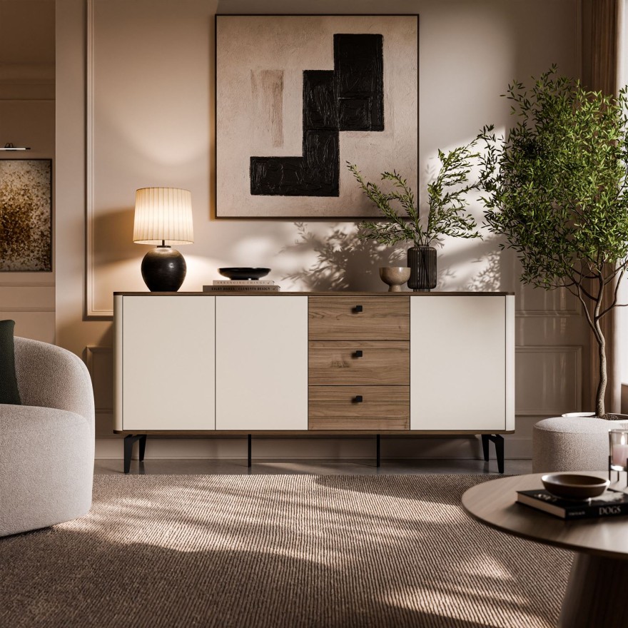 Kommode MOCHA 180 cm 3D3S Kaschmir Nussbaum Royal mit Schubladen