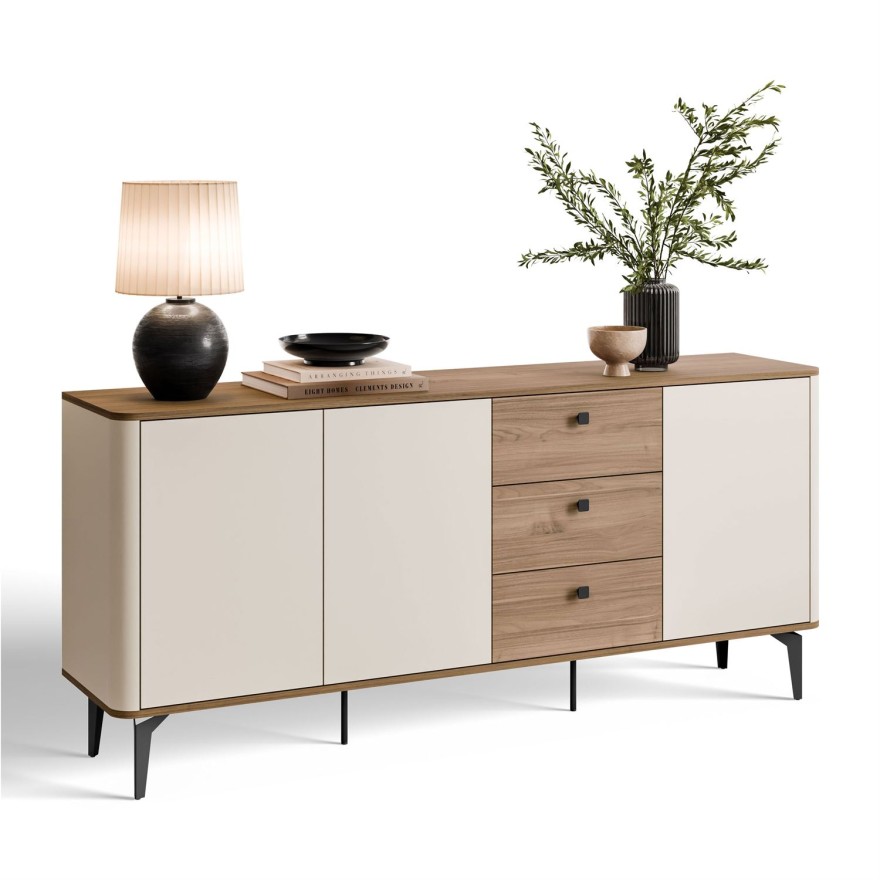 Kommode MOCHA 180 cm 3D3S Kaschmir Nussbaum Royal mit Schubladen