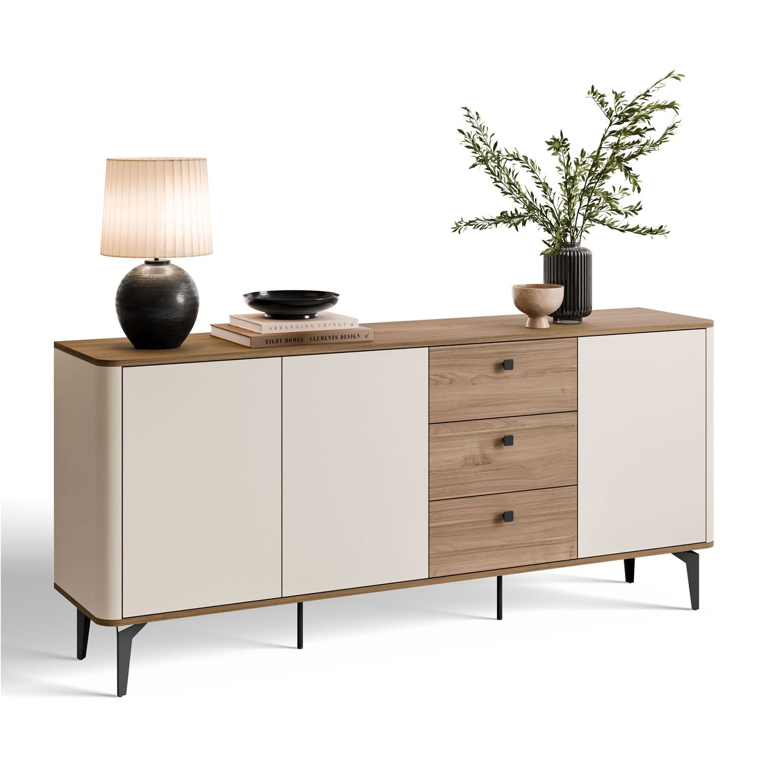 Kommode MOCHA 180 cm 3D3S Kaschmir Nussbaum Royal mit Schubladen