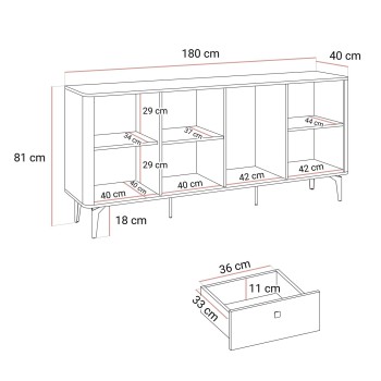Kommode MOCHA 180 cm 3D3S Kaschmir Nussbaum Royal mit Schubladen