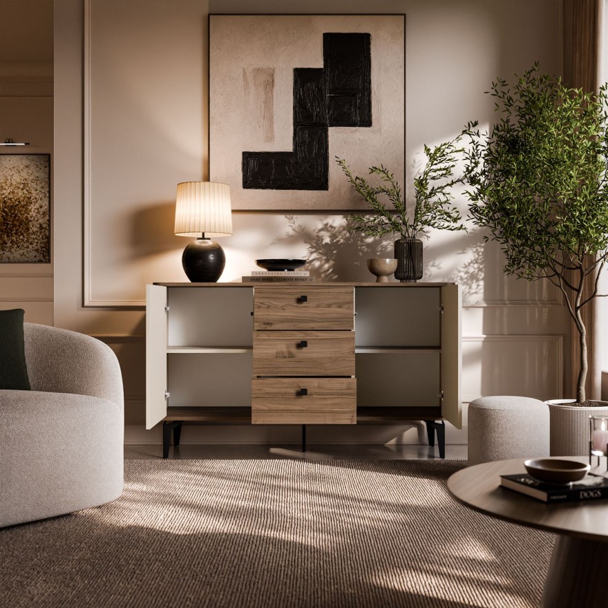 Kommode MOCHA 140 cm 2D3S Kaschmir Nussbaum Royal mit Schubladen