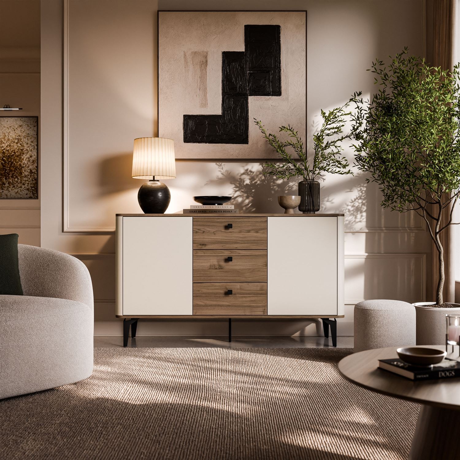 Kommode MOCHA 140 cm 2D3S Kaschmir Nussbaum Royal mit Schubladen
