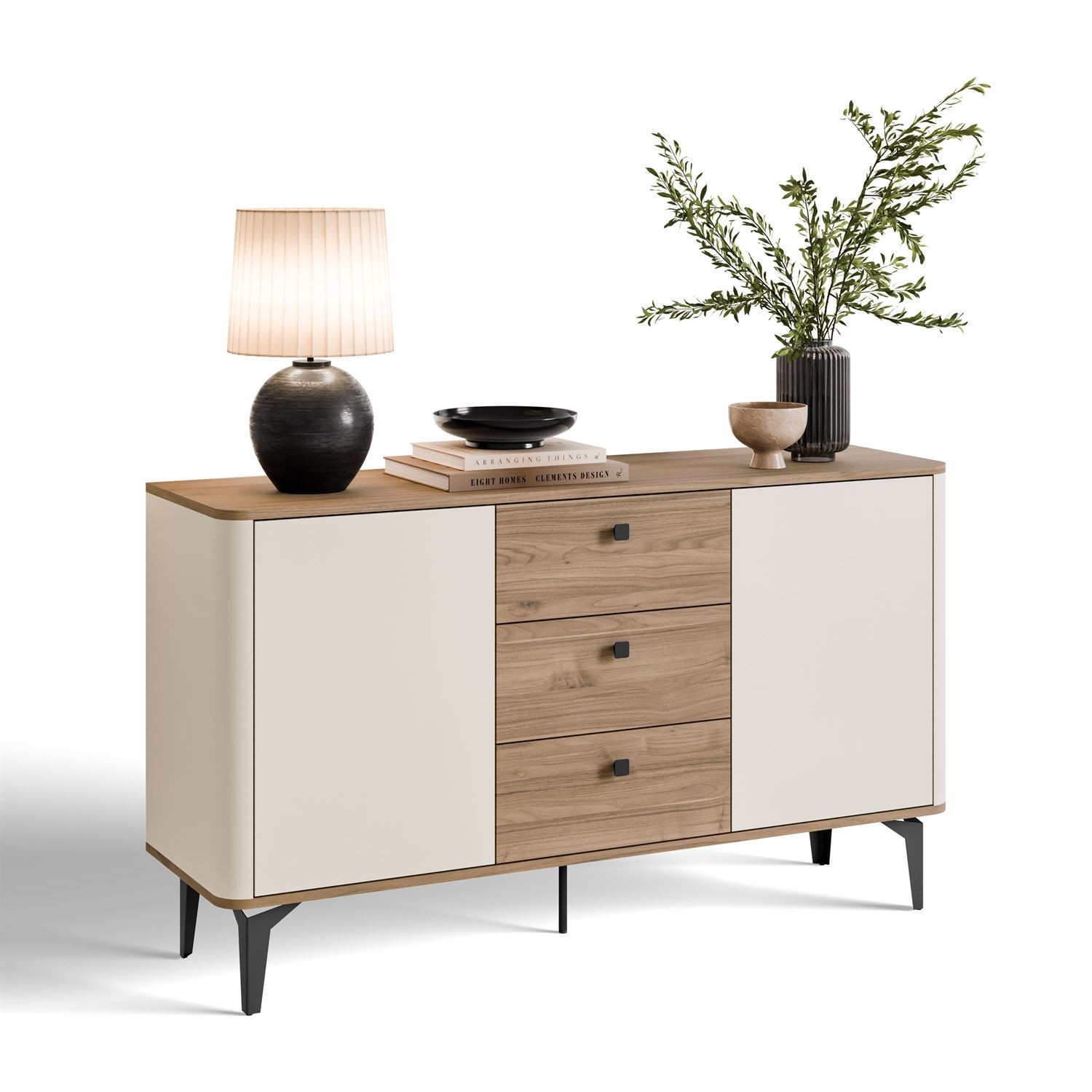 Kommode MOCHA 140 cm 2D3S Kaschmir Nussbaum Royal mit Schubladen