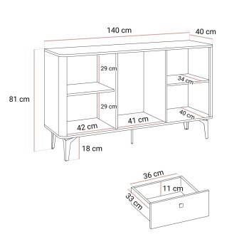 Kommode MOCHA 140 cm 2D3S Kaschmir Nussbaum Royal mit Schubladen