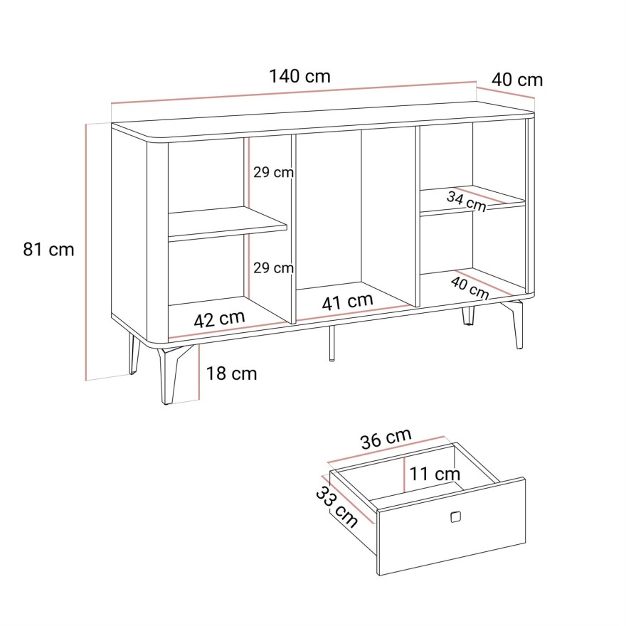 Kommode MOCHA 140 cm 2D3S Kaschmir Nussbaum Royal mit Schubladen