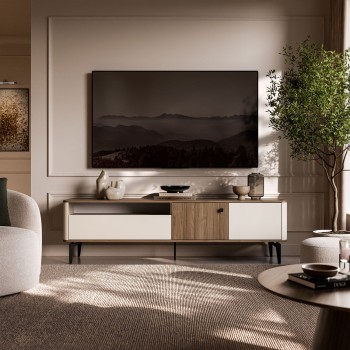 TV-Schrank MOCHA 180 cm mit Schublade und offenem Fach.