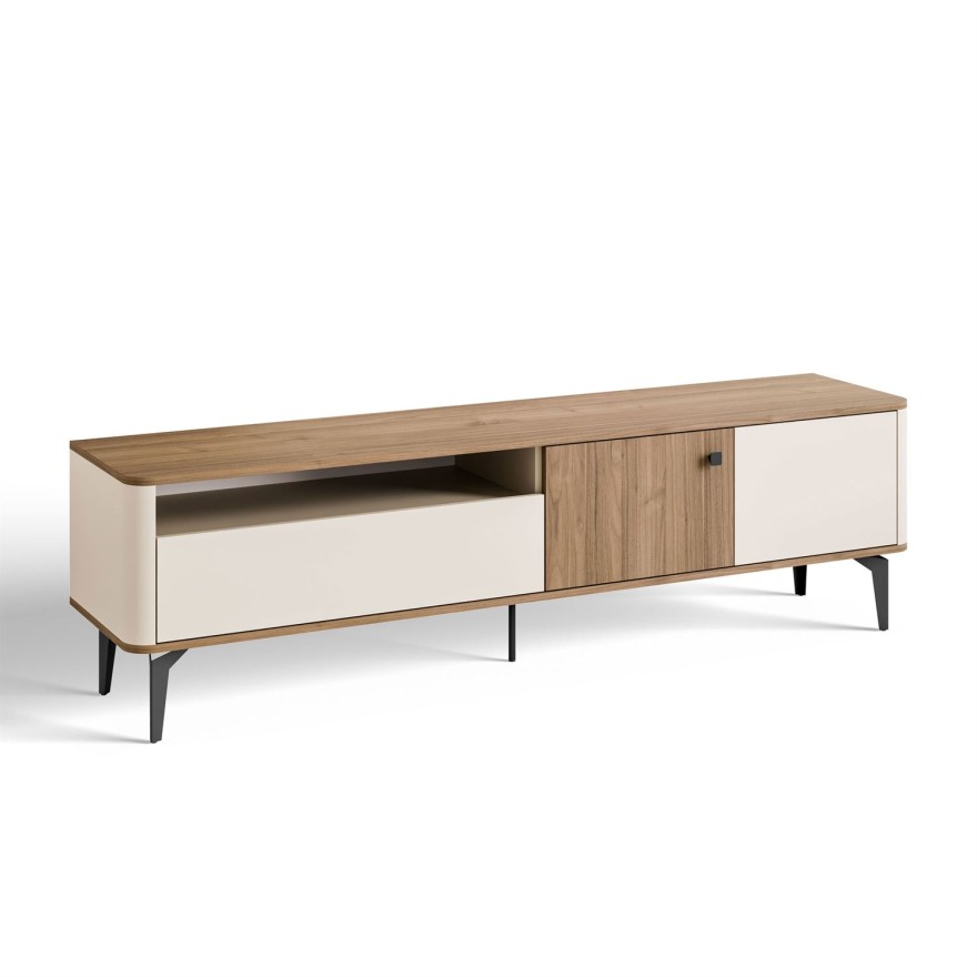 TV-Schrank MOCHA 180 cm mit Schublade und offenem Fach.