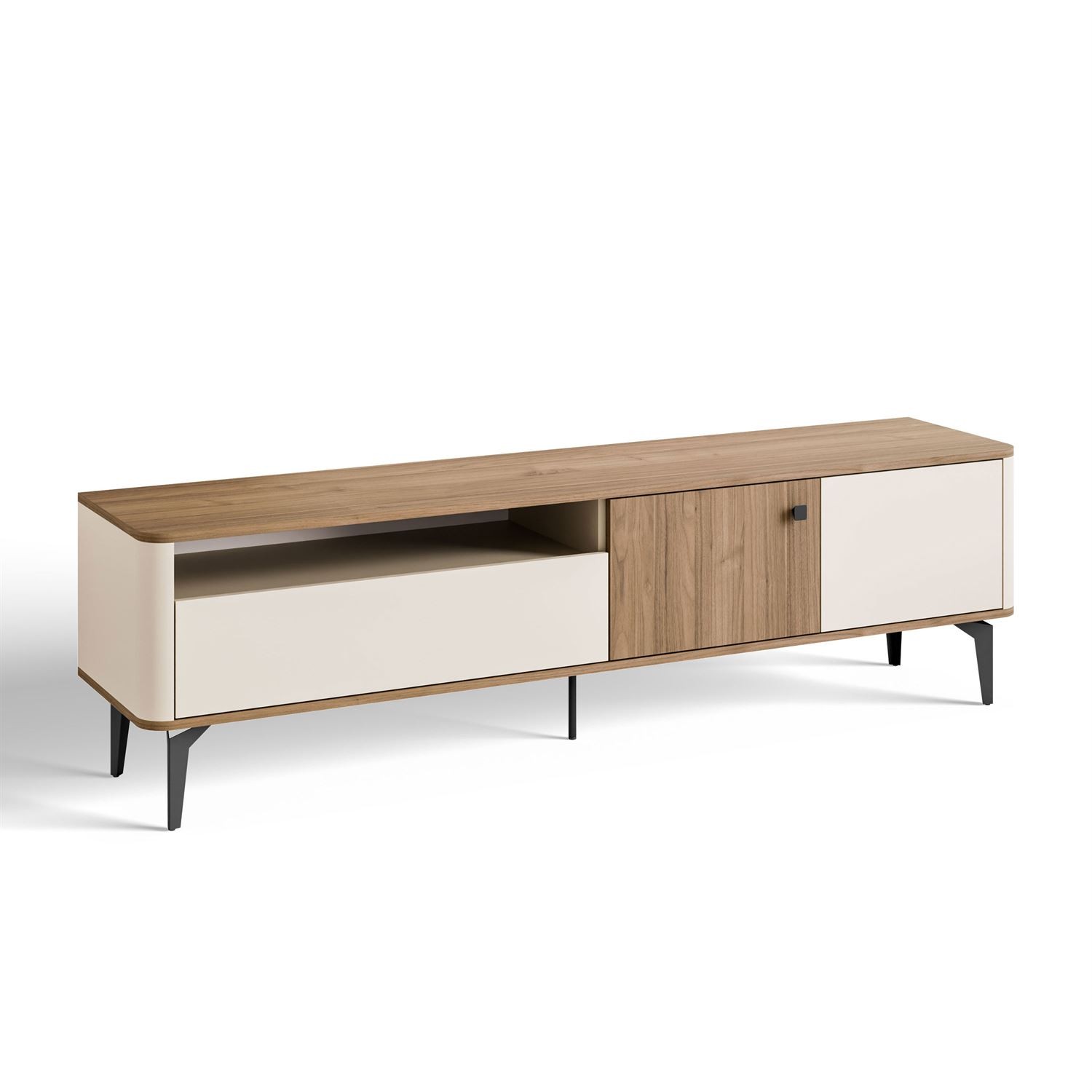 TV-Schrank MOCHA 180 cm mit Schublade und offenem Fach.