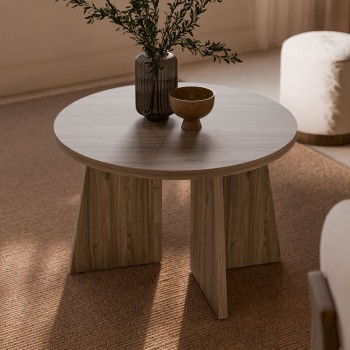 Runder Couchtisch MOCHA 58 cm Nussbaum Royal