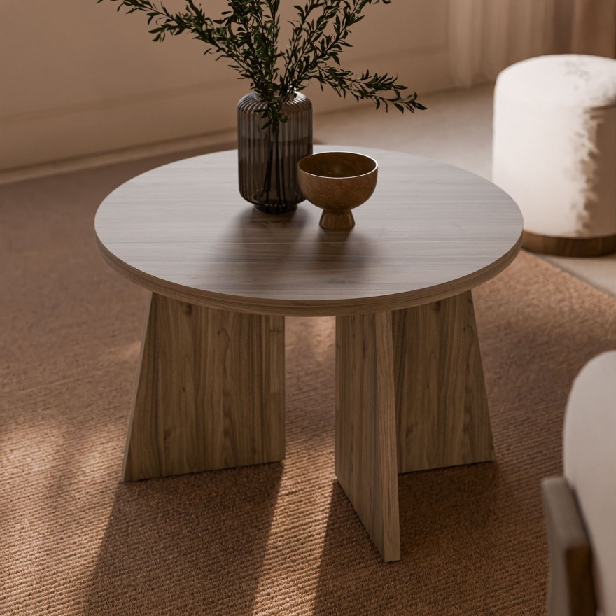 Runder Couchtisch MOCHA 58 cm Nussbaum Royal