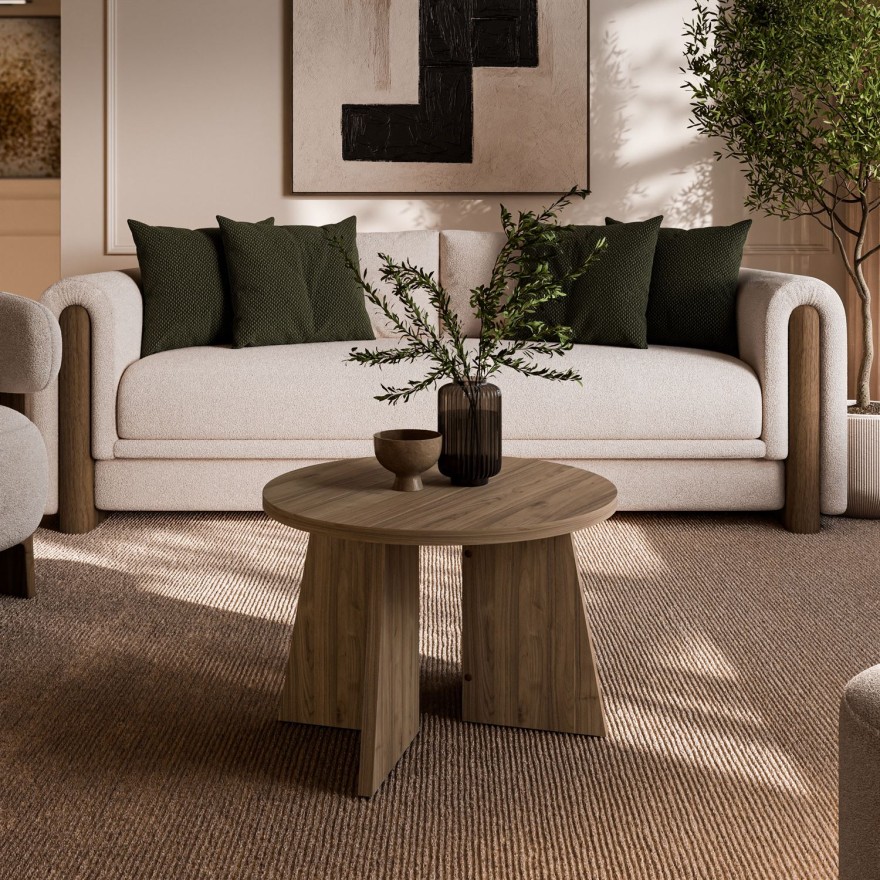 Runder Couchtisch MOCHA 58 cm Nussbaum Royal