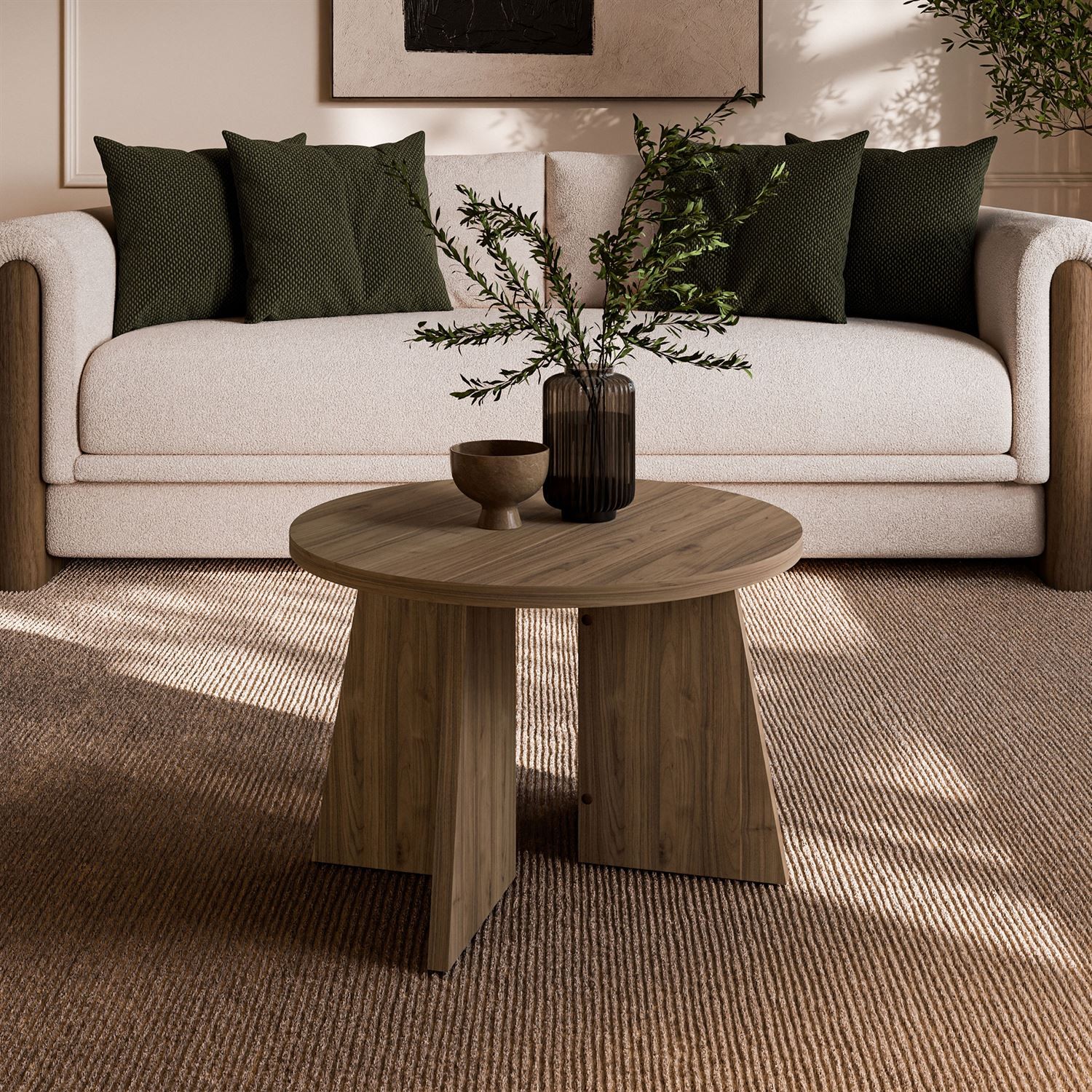 Runder Couchtisch MOCHA 58 cm Nussbaum Royal