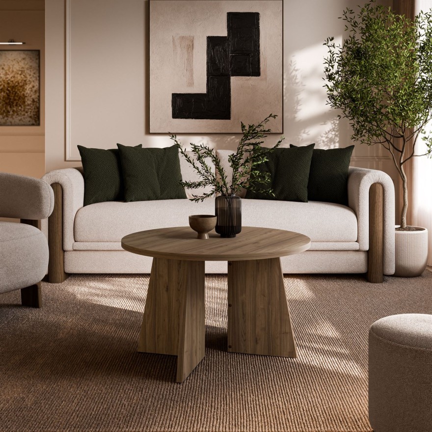 Runder Couchtisch MOCHA 75 cm Nussbaum Royal