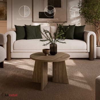 Runder Couchtisch MOCHA 75 cm Nussbaum Royal