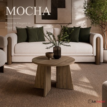 Runder Couchtisch MOCHA 75 cm Nussbaum Royal