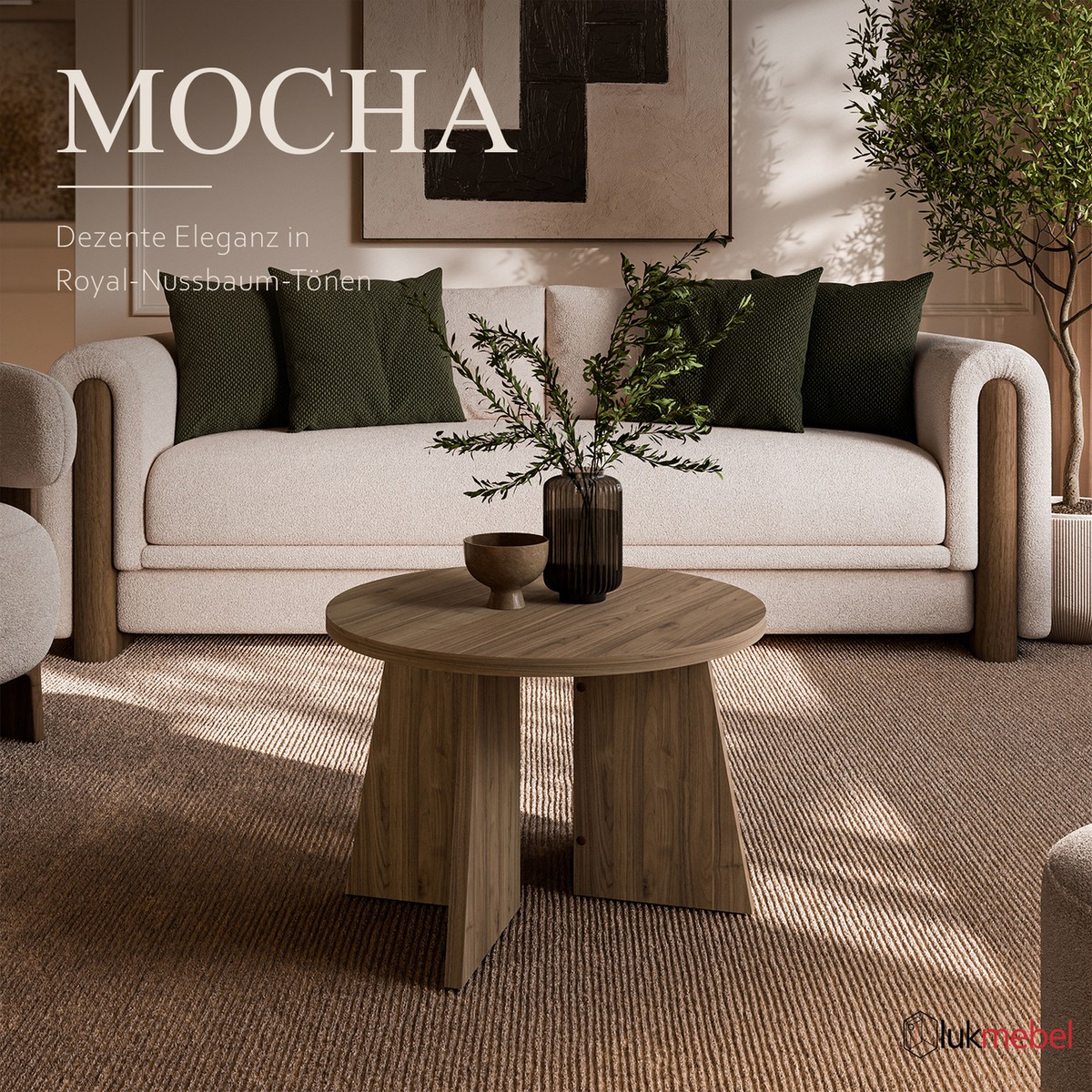 Runder Couchtisch MOCHA 75 cm Nussbaum Royal
