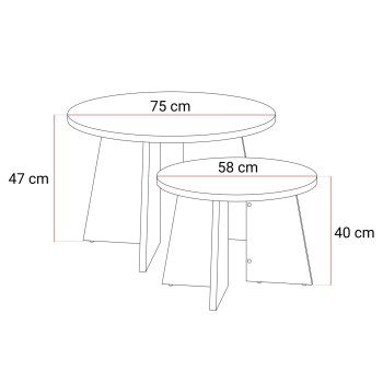 Couchtisch-Set MOCHA 2er-Set Nussbaum Royal