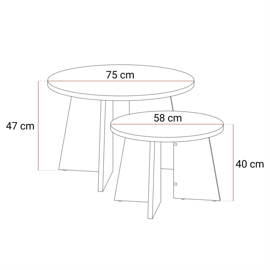 Couchtisch-Set MOCHA 2er-Set Nussbaum Royal