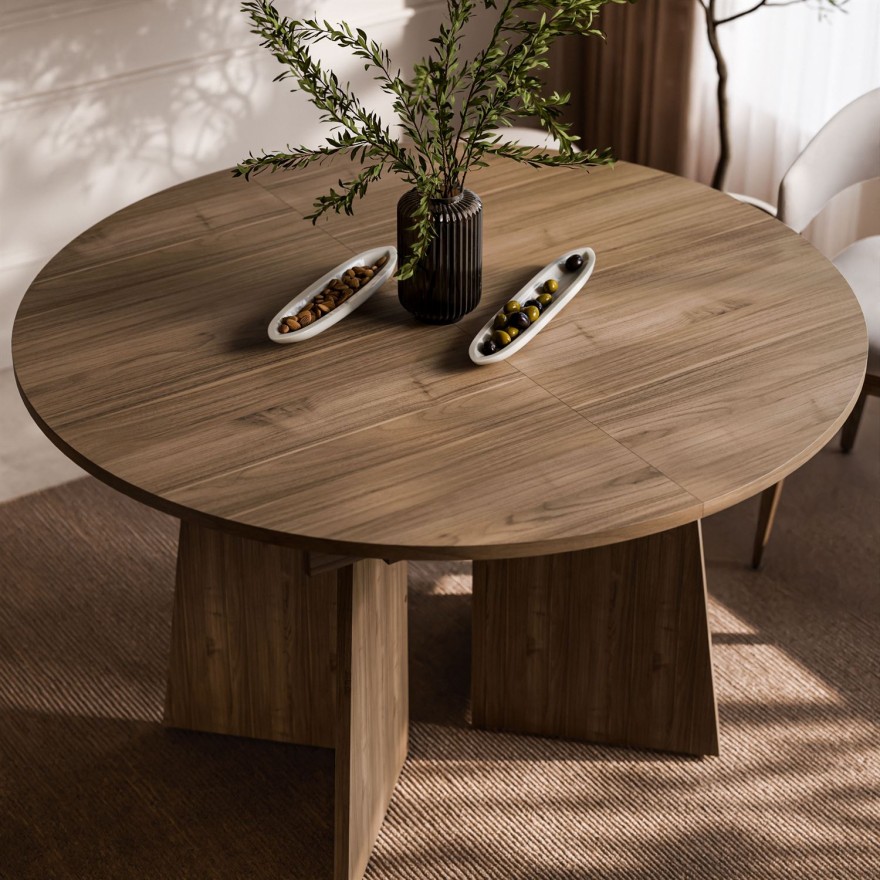 Runder ausziehbarer Esstisch MOCHA 120–160 cm