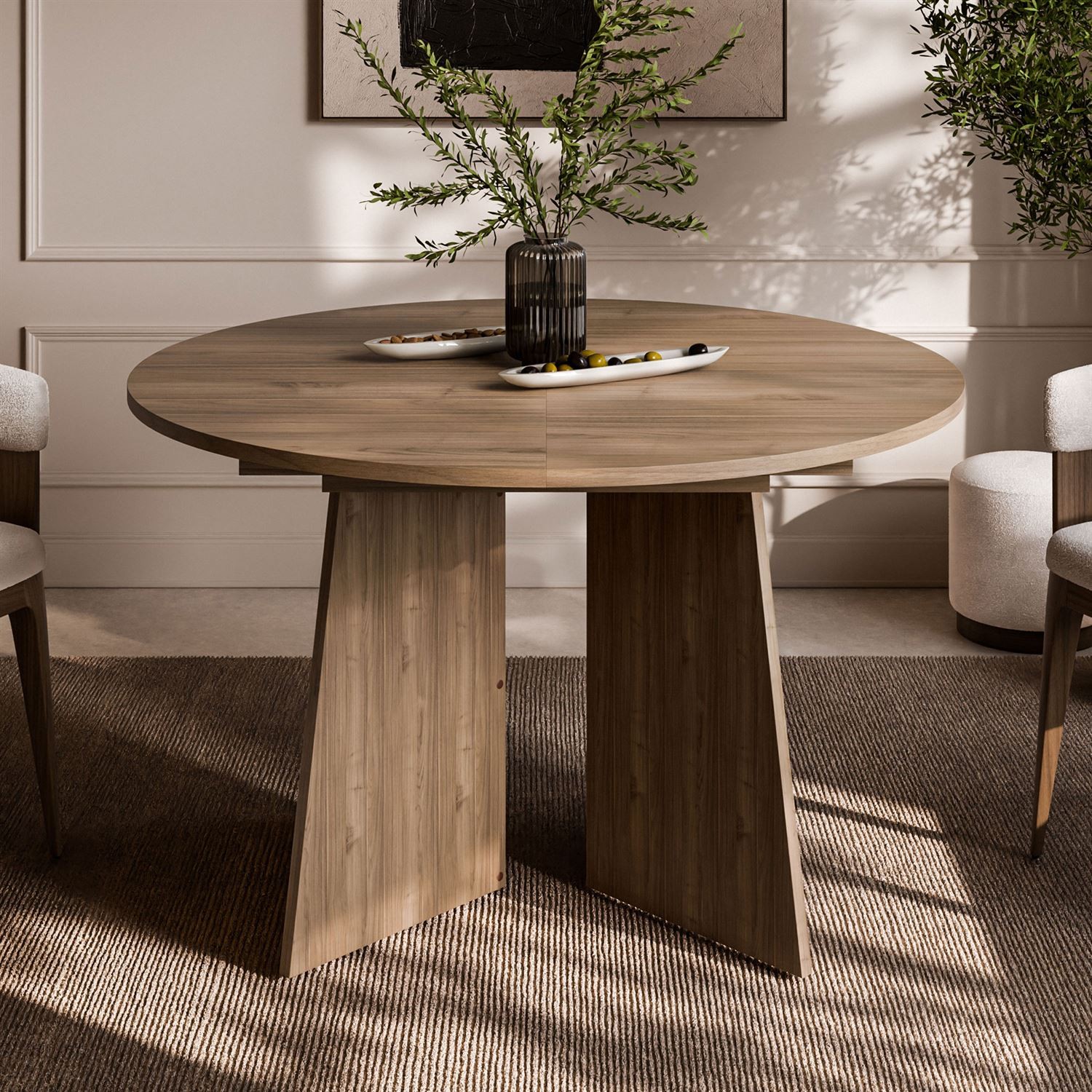 Runder ausziehbarer Esstisch MOCHA 120–160 cm