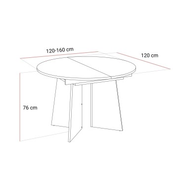 Runder ausziehbarer Esstisch MOCHA 120–160 cm