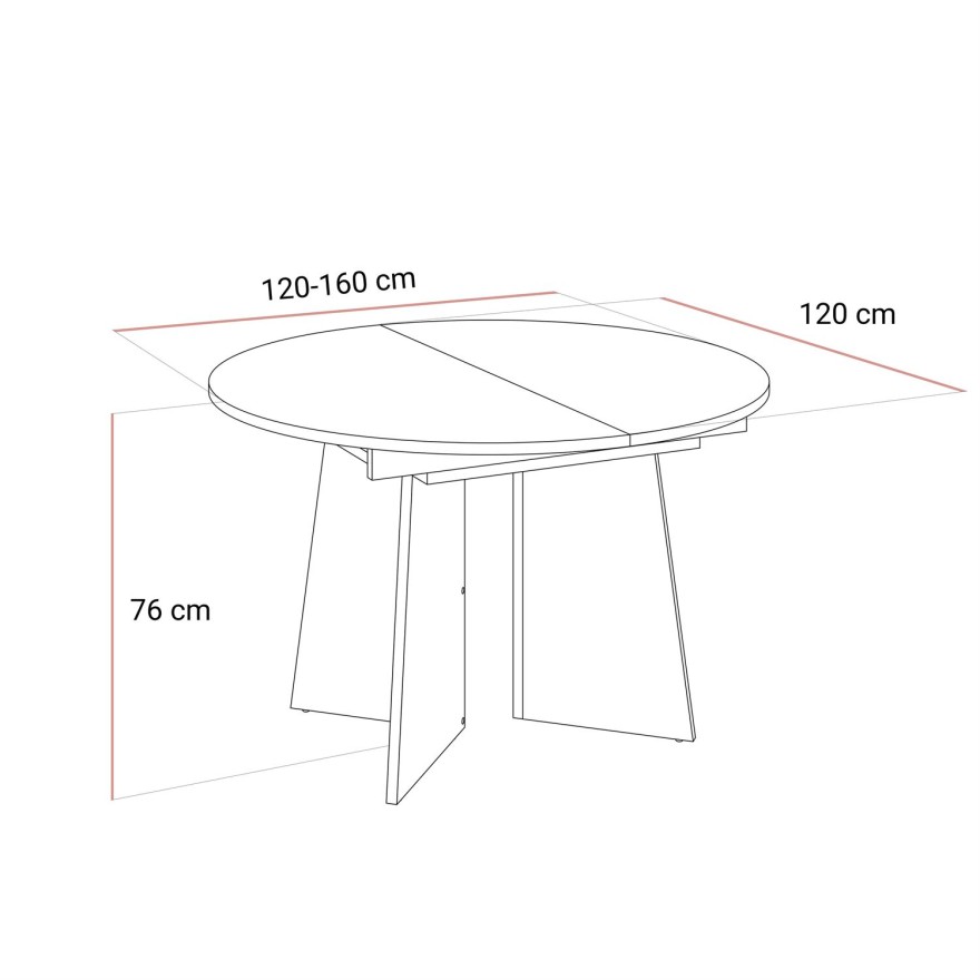 Runder ausziehbarer Esstisch MOCHA 120–160 cm