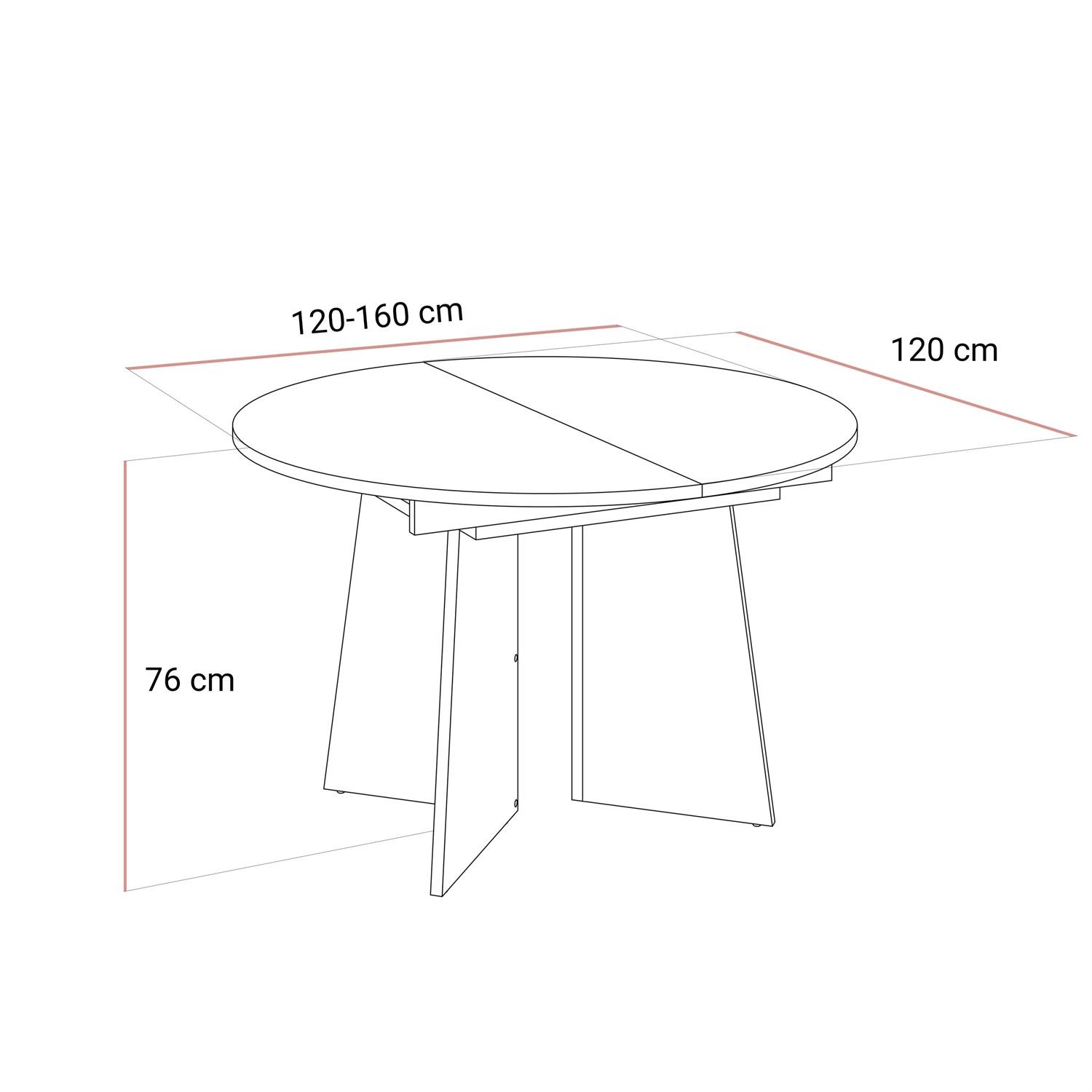 Runder ausziehbarer Esstisch MOCHA 120–160 cm