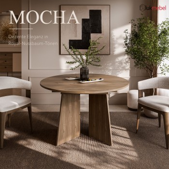Runder ausziehbarer Esstisch MOCHA 120–160 cm