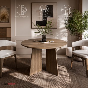 Runder ausziehbarer Esstisch MOCHA 120–160 cm