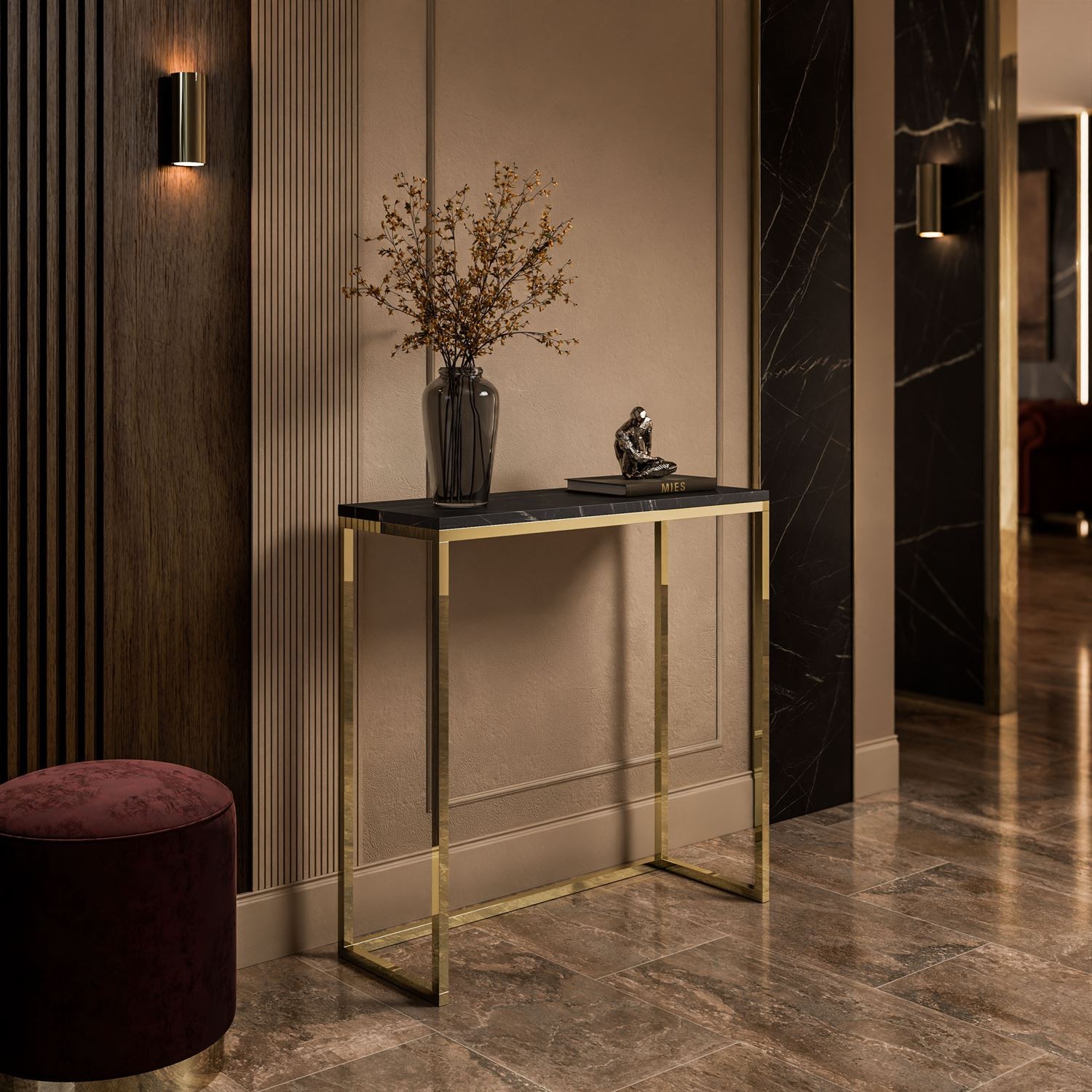 Konsole MODERN II GRIGIA GOLD CHROM 80/100 cm