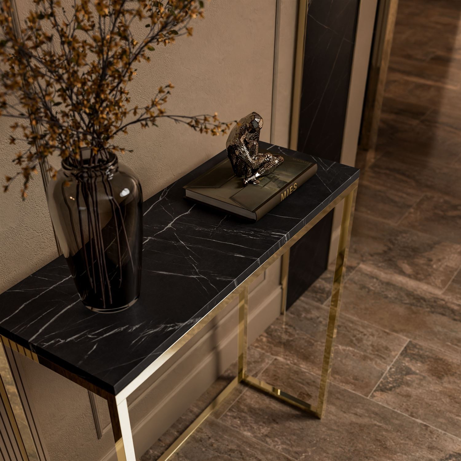 Konsole MODERN II GRIGIA GOLD CHROM 80/100 cm