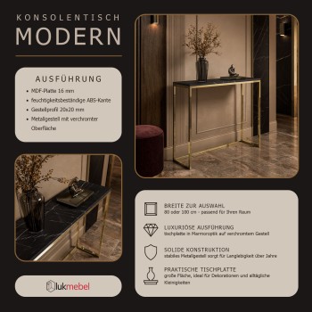 Konsole MODERN II GRIGIA GOLD CHROM 80/100 cm