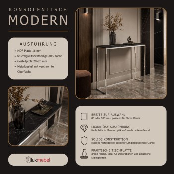 Konsole MODERN II GRIGIA CHROM 80/100 cm