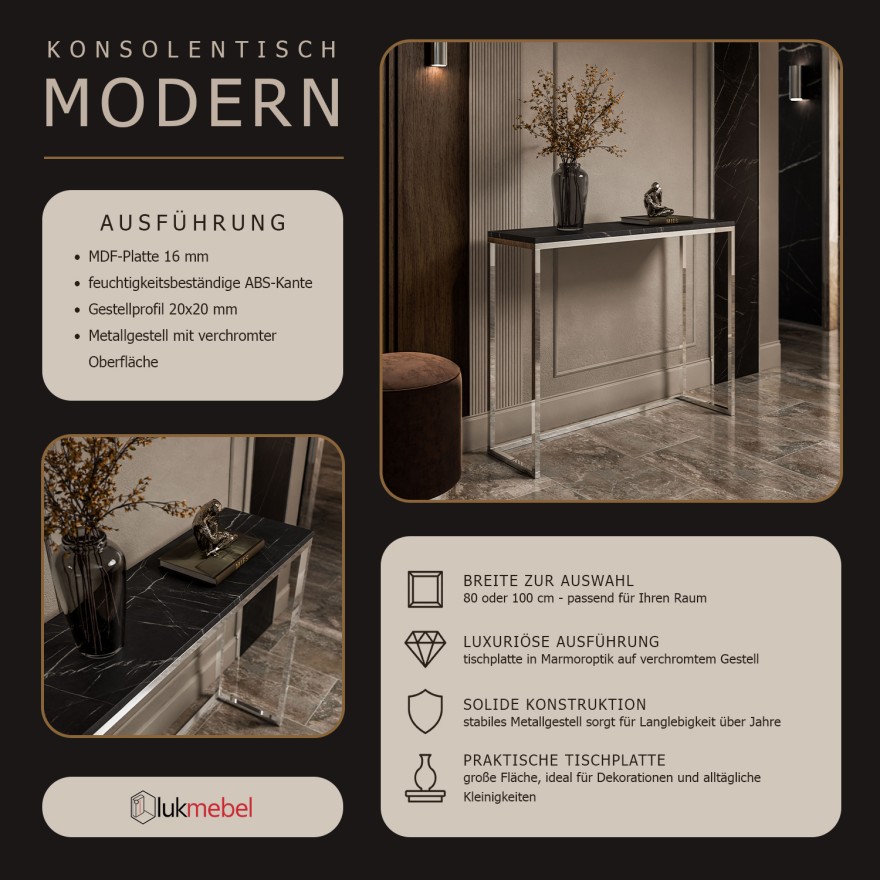 Konsole MODERN II GRIGIA CHROM 80/100 cm