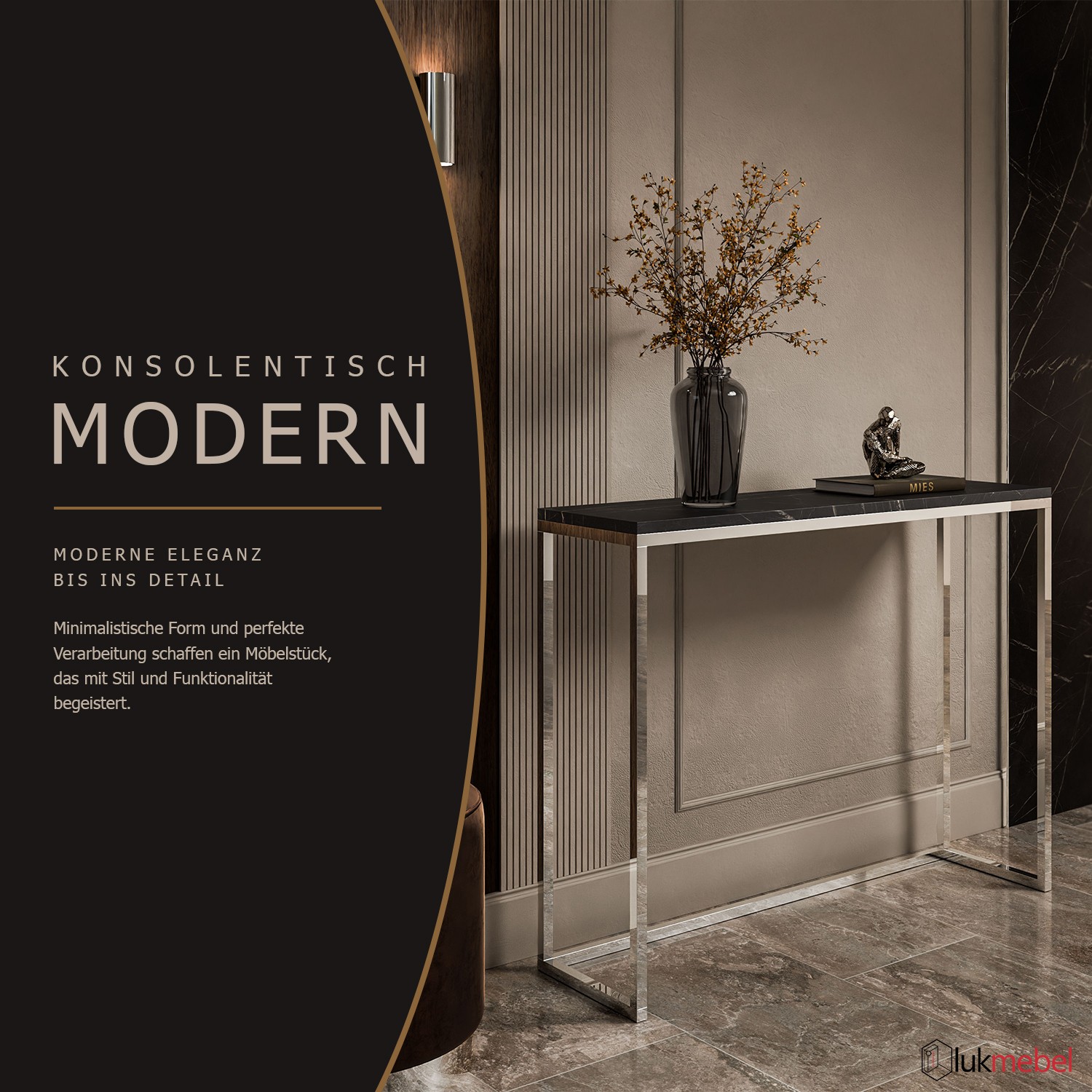 Konsole MODERN II GRIGIA CHROM 80/100 cm