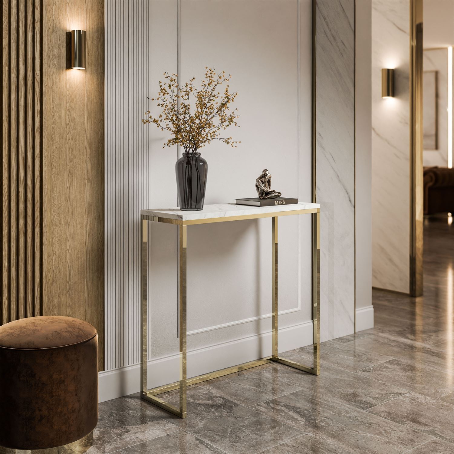 Konsole MODERN II LEVANTO GOLD CHROM 80/100 cm