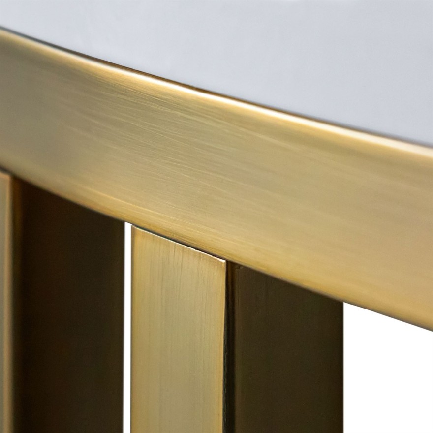 Runder Couchtisch LORI 2-in-1 mit Quarzkomposit GOLD BRUSH