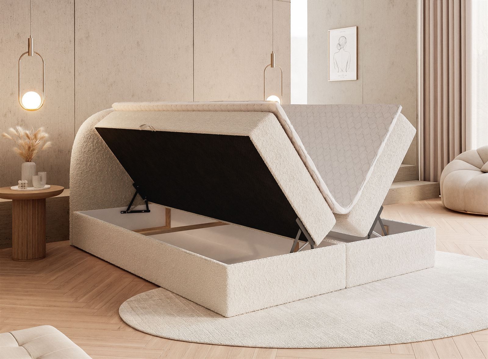 Boxspringbett ALLURE mit Bettwäschebehälter