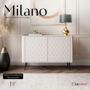 Kommode MILANO 2D mit dekorativen Fronten auf hohen Beinen