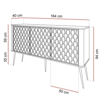 Kommode MILANO 3D mit dekorativen Fronten auf hohen Beinen