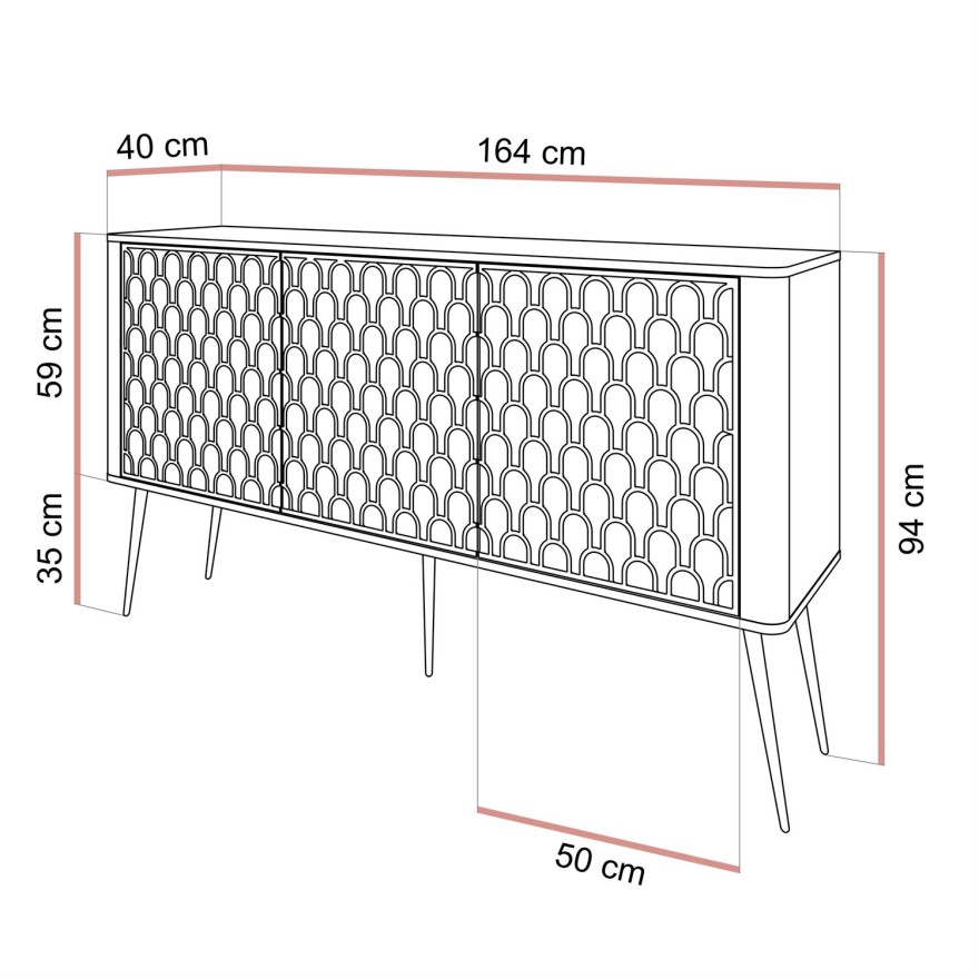 Kommode MILANO 3D mit dekorativen Fronten auf hohen Beinen